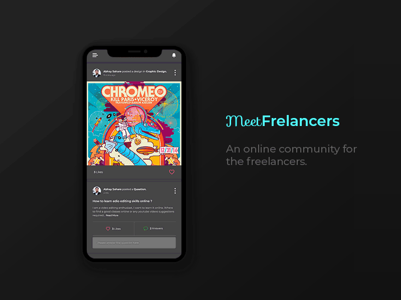 Freelance Community Dark Home Page animation app design dark app dark mode dark theme dark ui freelance homepage homepagedesign mobile app mobile app design mobile ui ui uiux ux