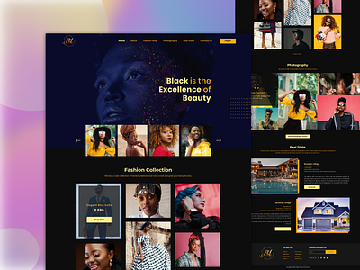 Fashion and Photography Website Design branding dark dark mode dark theme dark ui ecommerce fashion brand homepage design landing page design landingpage photography trend 2020 trendy ui uiux ux