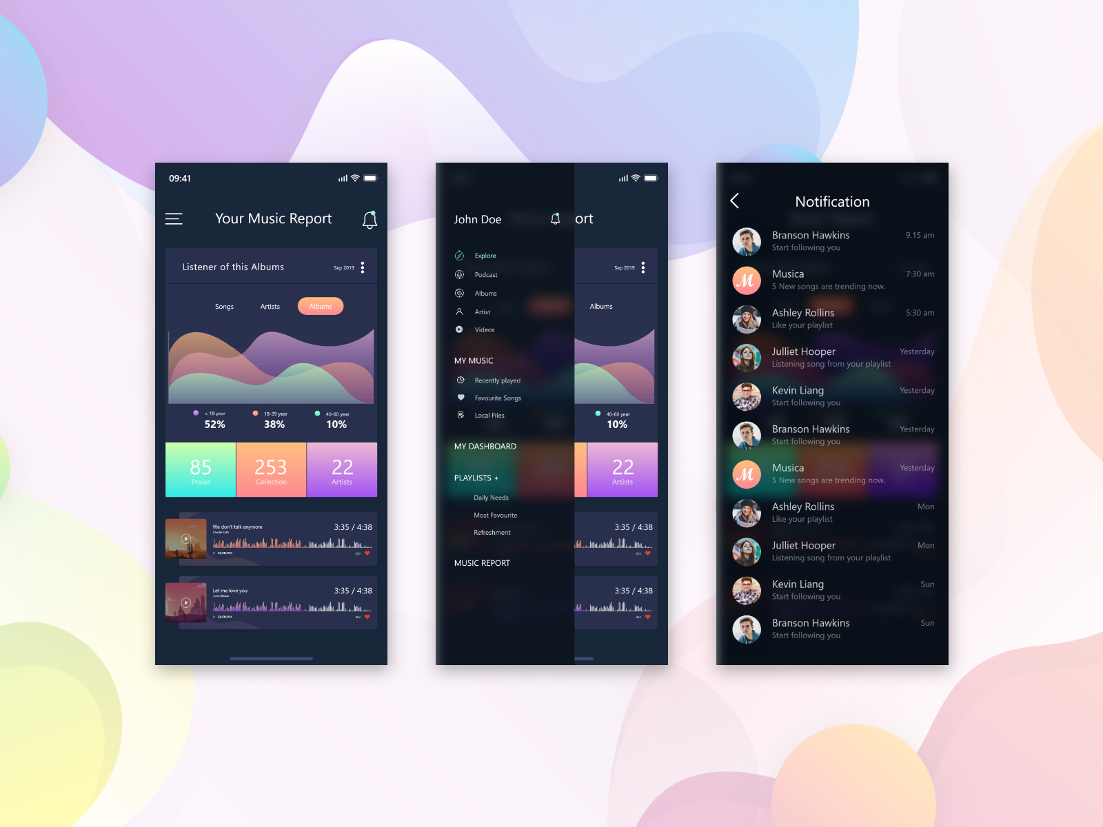 Music App by Afrina Chowdhury on Dribbble