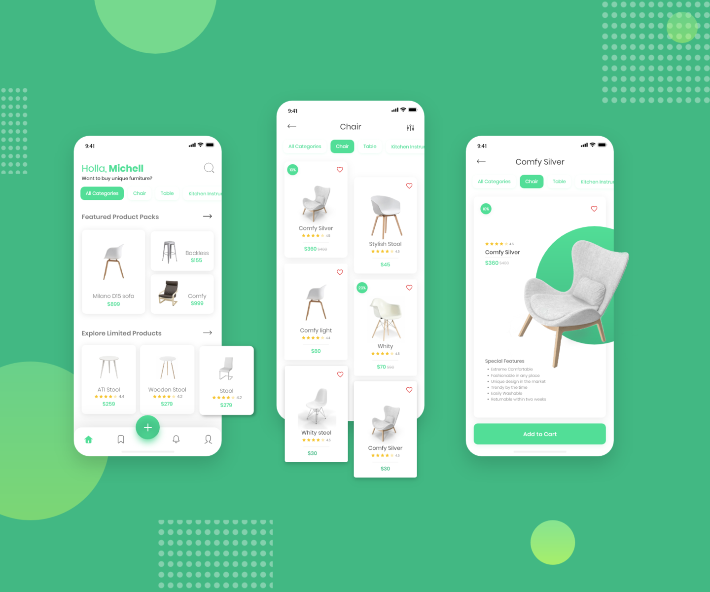 Furniture E-Commerce App by Afrina Chowdhury on Dribbble