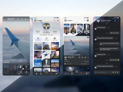 Instagram Redesign Concept chat designconcept instagram instagram redesign materialdesign mediaplayer mobile posts profile page social app ui ui ux
