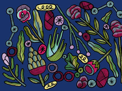 Pattern / Fowers artwork drawing flower illustration flowers illustrator nature pattern pattern design vegetal