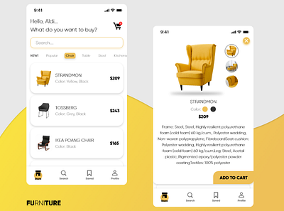 FURNITURE App - Display the Detail of Product adobe xd chair furniture mobile ui uiux ux