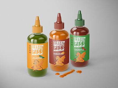 Dragon Piss Hot Sauce branding design illustration logo vector