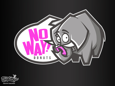 NO WAY DONUTS LOGO cartoon chipdavid creative design dogwings drawing elephant illustration logo vector