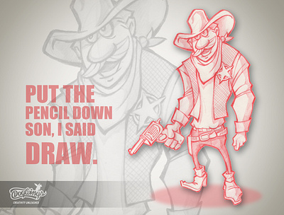 DRAW cartoon chipdavid cowboy creative design dogwings illustration red pencil sketch sketch stories