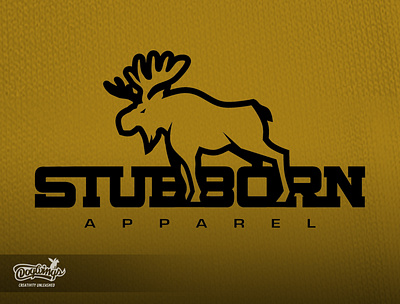 STUBBORN APPAREL branding chipdavid design dogwings drawing illustration logo moose outdoorlife sports graphic vector