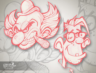 OLD FRIENDS sketch cartoon chipdavid clown creative design dogwings drawing illustration sketch sketchstories