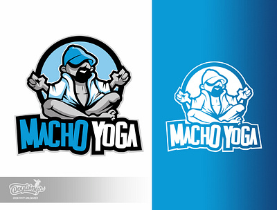 MACHO YOGA LOGO cartoon chipdavid creative design dogwings drawing illustration logo vector yoga