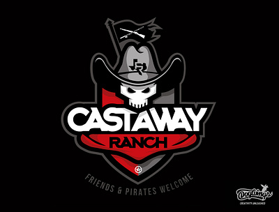 CASTAWAY RANCH LOGO branding chipdavid cowboy creative design dogwings drawing illustration logo ranch sketch skull vector