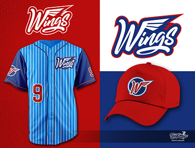 WINGS UNIFORM branding chipdavid design dogwings illustration logo softball sports graphic vector wings