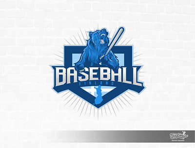 FINLAND BASEBALL ONE baseball bear chipdavid design dogwings drawing finland illustration sports graphic vector