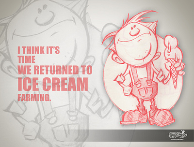 ICE CREAM FARMING - SKETCH STORIES cartoon chipdavid design dogwings farmer funny ice cream illustration sketch sketchstories