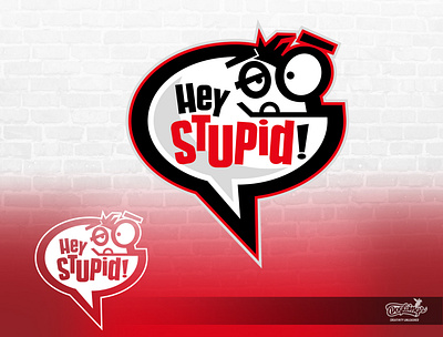 HEY STUPID logo branding cartoon chipdavid creative dogwings drawing funny illustration logo vector