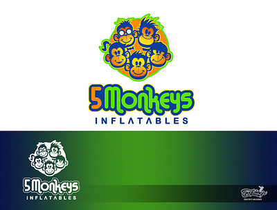 5 Monkeys Inflatables chipdavid dogwings drawing family fun fun illustration logo monkeys vector