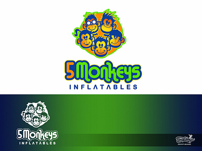 5 Monkeys Inflatables chipdavid dogwings drawing family fun fun illustration logo monkeys vector