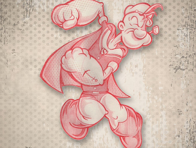 Super Popeye cartoon cartoon illustration chipdavid dogwings drawing fleischer illustration popeye red pencil sketching toontober