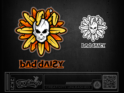 BAD DAISY attitude chipdavid daisy design dogwings drawing flower illustration logo skull vector