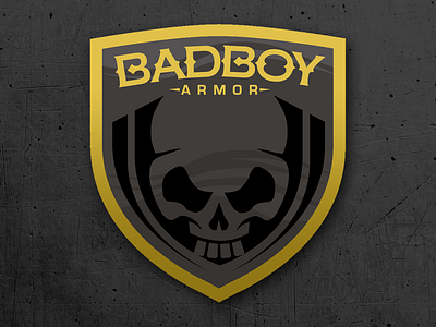 Bad boy armor 2 chip david concept design dogwings logo shield skull vector