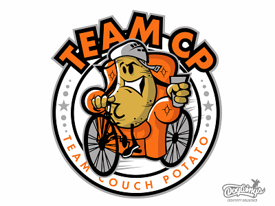 Team CP cartoon chipdavid couch potato cyclist design dogwings drawing illustration logo potato sports graphic vector