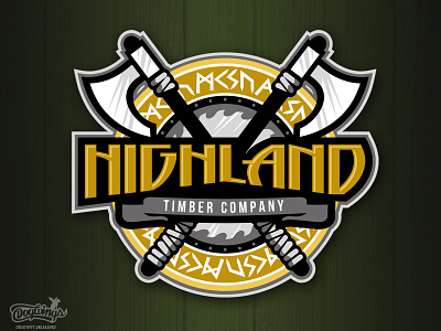 Highland Timber axes branding chipdavid design dogwings highland illustration logo vector