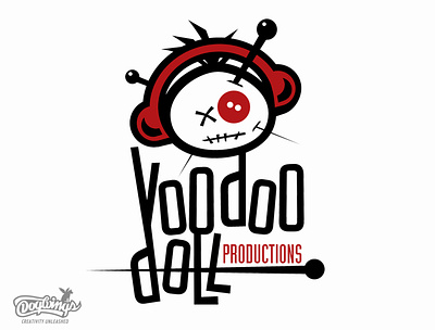 VOODOO DOLL PRODUCTIONS branding chipdavid creative design dogwings drawing funny illustration logo vector voodoo doll