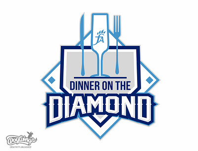 DINNER ON THE DIAMOND banquet baseball chipdavid design diamond dogwings illustration logo sports graphic vector