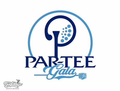 PARTEE GALA LOGO branding chipdavid creative design dogwings drawing golf golfball illustration logo sports graphic vector