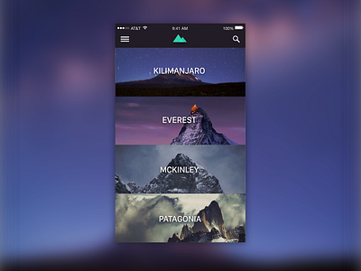 Mountains Home Screen adventure climbing design hiking menus mobile mountains wanderlust