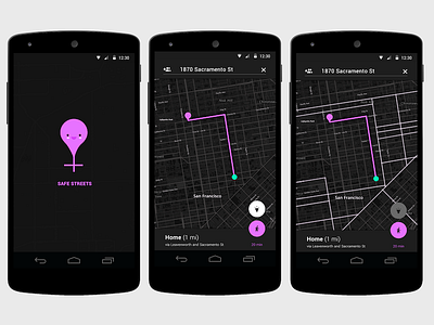 Safe Streets android app design maps mobile navigation safety ux women