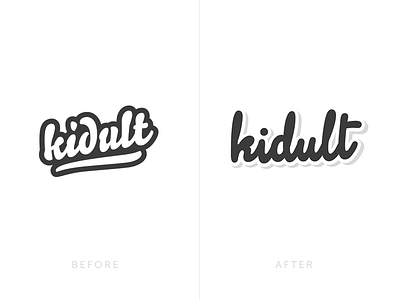 Kidult Rebrand 3d after before black bold brand clean felttip font gadget gift kidult lettering line logo pen rebrand retailer script typography white willhowe