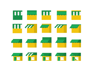 Cornershop Online Shop Developments brand building corner delivery flat green icon logo shadow shop store yellow