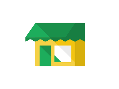 Cornershoponline Shop brand building corner delivery flat green icon logo shadow shop store yellow