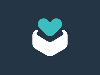 niftyy icon app blue box curved flat gift heart icon open present turquoise web