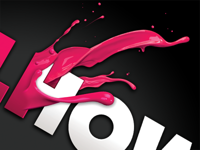 Add a splash of color to your brand 3d black paint pink red splash text white