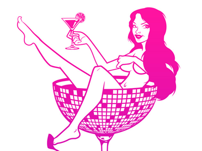 Ladiscothèque club disco girl illustration la ladisco pink pinup purple