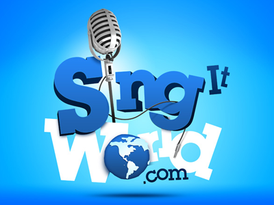 Sing It World 3d blue cable cyan howe it mic microphone sing text typography will world