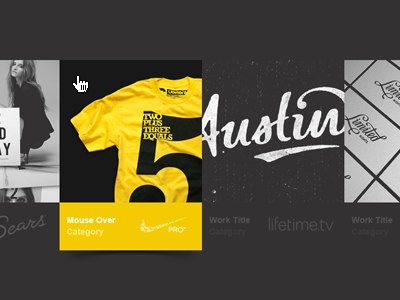 Portfolio Showcase UI black brand clean crisp grey logo mouse muted over pop portfolio shadow showcase simple square ui web white yellow