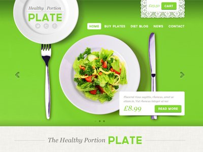 Healthy Portion Plate Landing biege canvas cloth dinner doily fork green healthy knife lime plate portion slider table