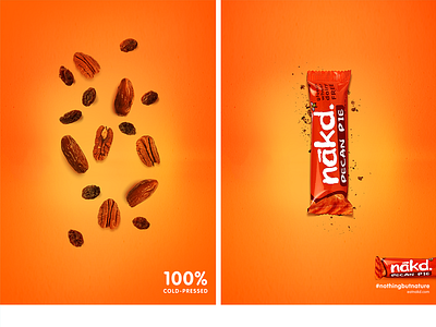 Nakd Bars Print Advert 1 ad advert bars brochure campaign candy clean food foods fruit healthy magazine marketing nakd natural nut orange pecan pie print red spotlight wrapper