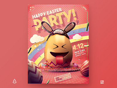 Easter Egg Hunt Flyer Kids Camp Template ad advertisement bash camp design easter easter 2020 egg hunt events flyer fun happy easter kids kids party kindergarten party poster school