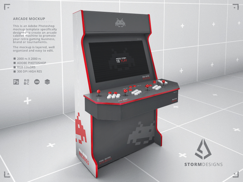 Retro Gaming Arcade Cabinet 4 Players Mockup Template By Storm Designs On Dribbble