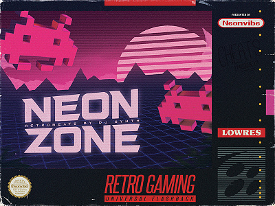 Retro Gaming Flyer Neon Zone SNES Cover Template 1980s 80s art box cover classic electro event gaming music neon nintendo poster retro retrogaming retrowave sci fi snes synthwave flyer vaporwave vintage