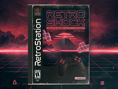 Retro Gaming Flyer Template Playstation Long Cover Style 1980s 80s box cover classic cover electro flyer gamers long box mock up music playstation poster retro retrogaming retrogaming flyer retrowave sci fi synthwave video games