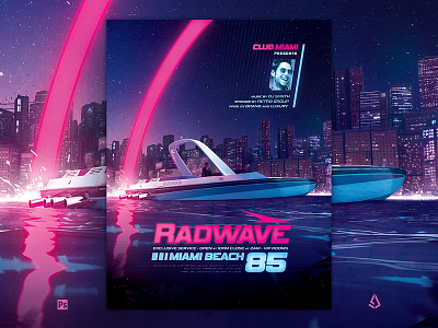 Synthwave Flyer v13 Retrowave 1980s Miami Vice Template 1980 80s aesthetics cyberpunk electro flashback flyer future miami vice neon new wave outrun poster psd retro retrowave scarab sci fi synthwave template