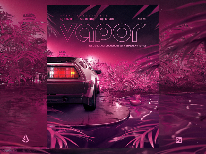 Vaporwave Flyer v1 Retro Wave VHS Indie Template by Storm Designs on ...