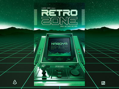 Retro Gaming 1980s Synthwave Computer Flyer 80s arcade arcade machine classic gaming computer dos flashback flyer gamers gaming pc retro gaming retrogaming synthwave template video games