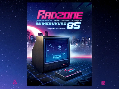 Retro Gaming Flyer 80s Classic Arcade CRT TV arcade arcade machine classic gaming cover fight stick flyer gamers gaming layout long box mame mock up poster retro gaming retrogaming synthwave template video games