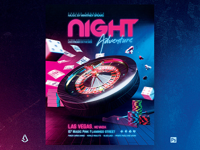 Casino Night Flyer Roulette Royale PSD Template betting blackjack casino flyer las vegas luxury roulette royale roulette template