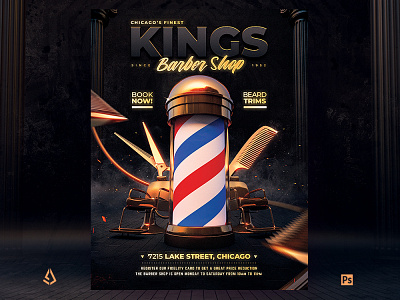 Barber Shop Flyer Vintage Poster Design barber shop beards coloring flyer hair cut mustache shaving styling template